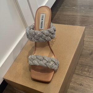 Steve Madden Silver Braided Heels